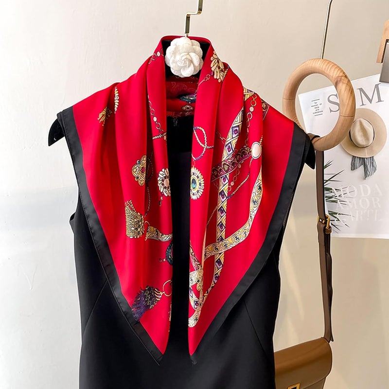Sumolux Head Hair Scarf for Women Like Satin Silk Scarf Bandana Hair Wrapping Night Large Square Scarves 27.5" - Image 5